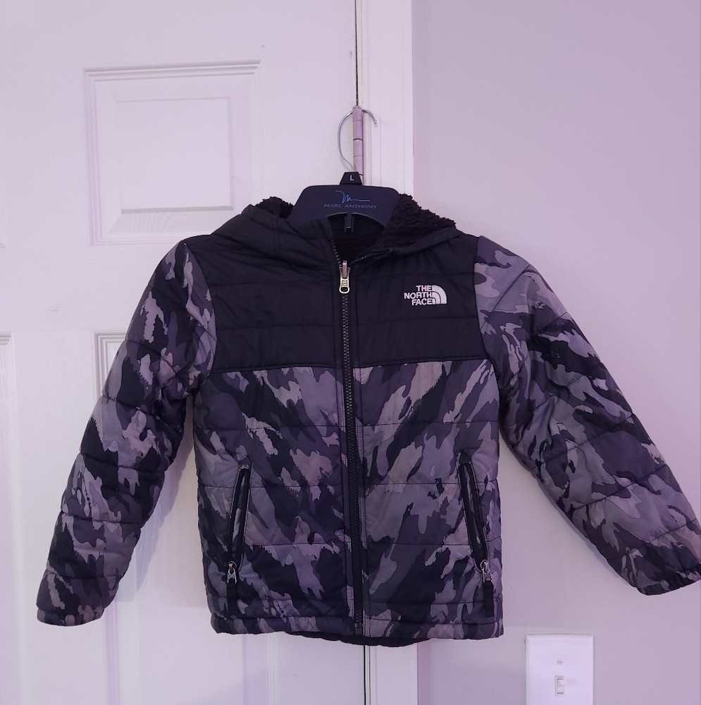 The North Face Reversible Black and Gray Camouflage Jacket
